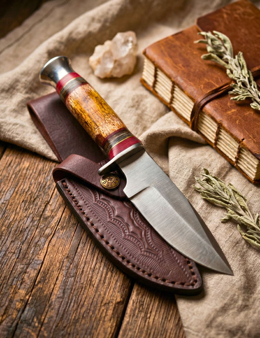Cave Bone Hunter Knife with Leather Sheath