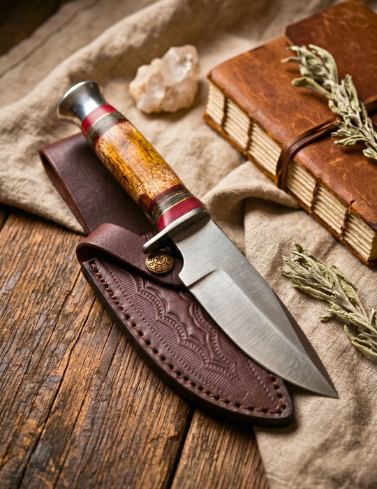 Cave Bone Hunter Knife with Leather Sheath