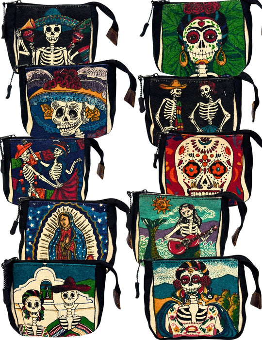 Day of the Dead Canvas Coin Bags - 10 Pack