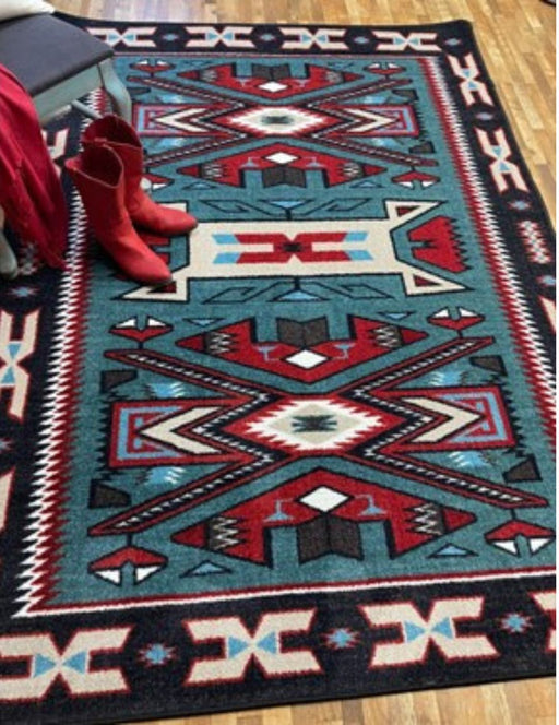 <font color="red">Made In USA</font> Home Field-Water 5'X8' Southwest Tufted Area Rug