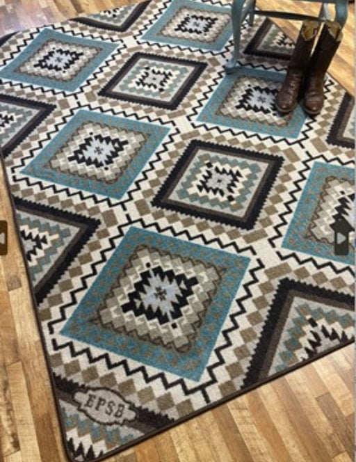 <font color="red">Made In USA</font> Frontier-Blue 5'X8' Southwest Tufted Area Rug