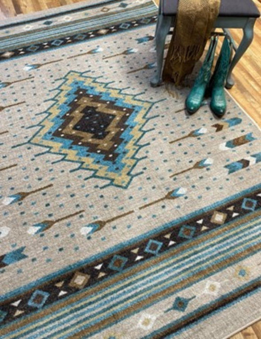 <font color="red">Made In USA</font> Maiden-Azure 5'X8' Southwest Tufted Area Rug