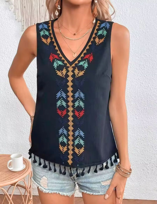 EMBROIDERED SLEEVELESS TOP 1A, X-Large