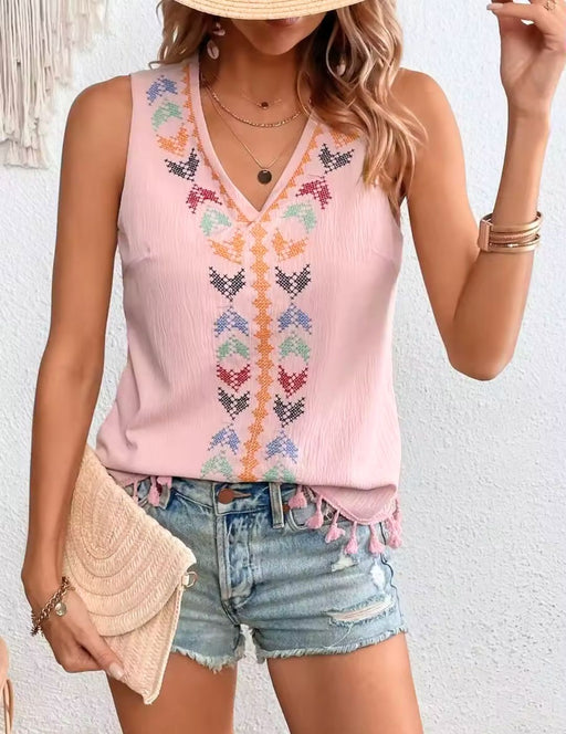 EMBROIDERED SLEEVELESS TOP 1B, X-Large