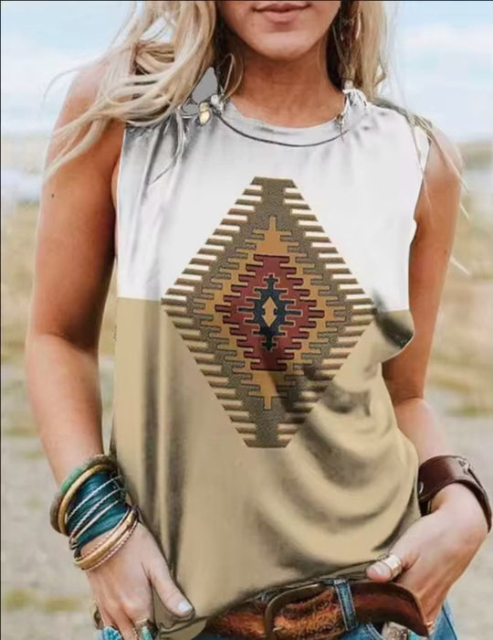 PRINTED SLEEVELESS TOP 3, X-Large