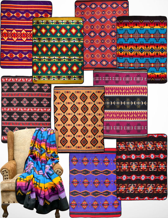 10 Pack Assorted Popular Fleece Lodge Blankets! Only $12.50 ea.!