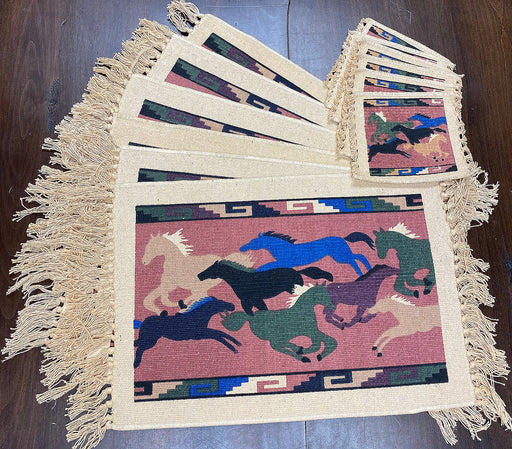 6 PACK TRADITIONAL Horses Place Mat and Coaster sets !