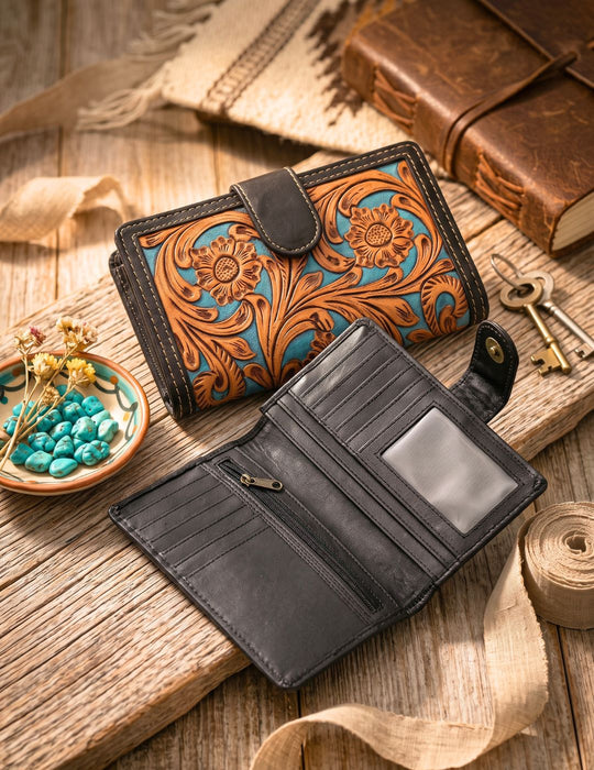 Southwest Tooled Leather Wallet