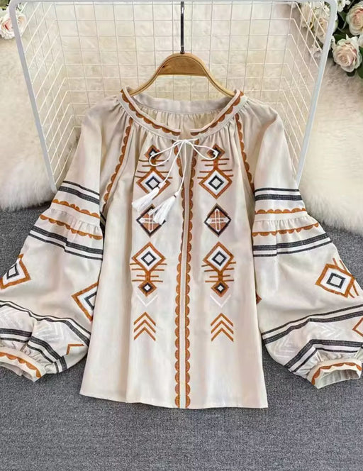 Linen Embroidered Tops 2B