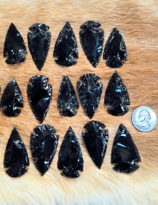 1.5" Obsidian Arrowheads - 100 Quantity