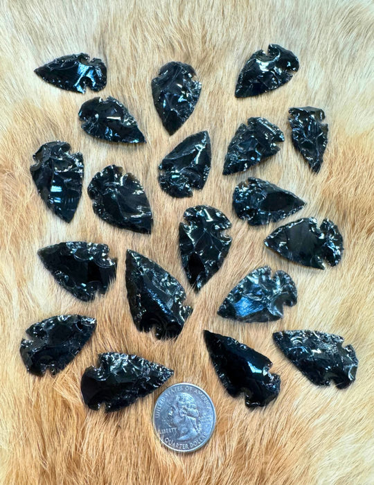 1" Obsidian Arrowheads - 50 Quantity