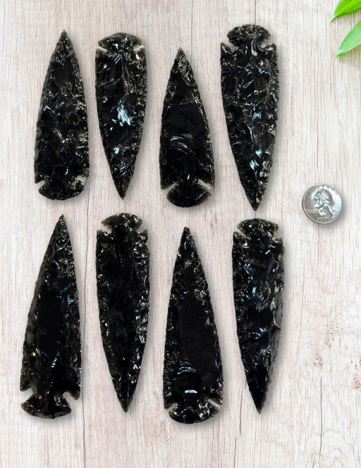 5" Obsidian Arrowheads - 6 Quantity