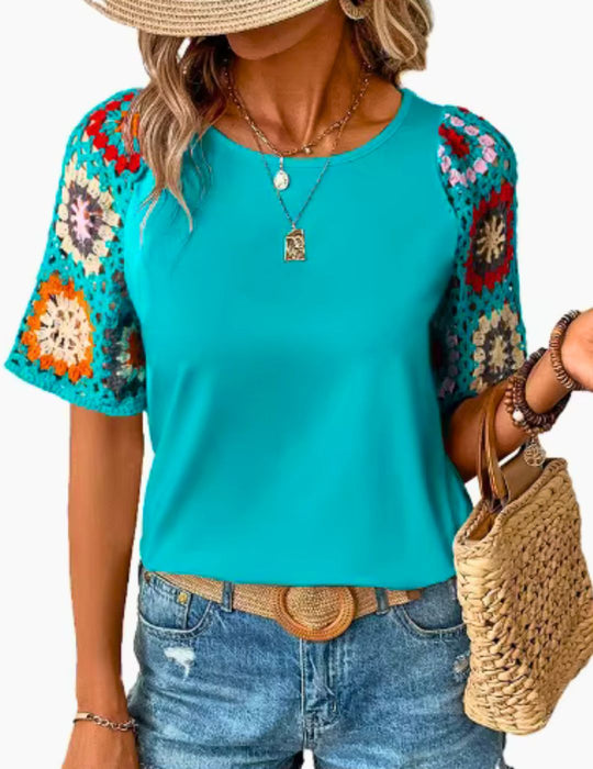 Turquoise Maya Modern Top 1B, XL