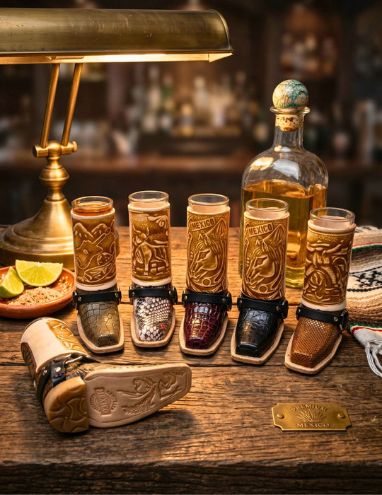 Tooled Leather Boot Shot Glass