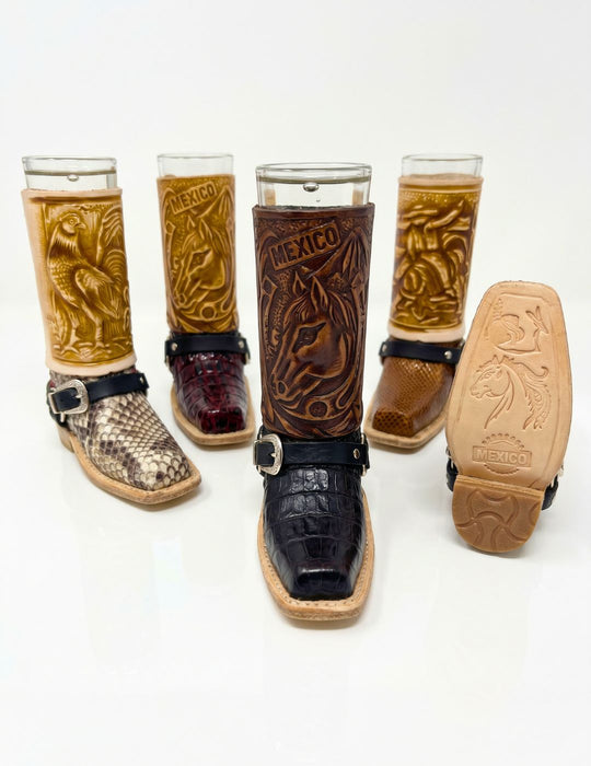 Tooled Leather Boot Shot Glass