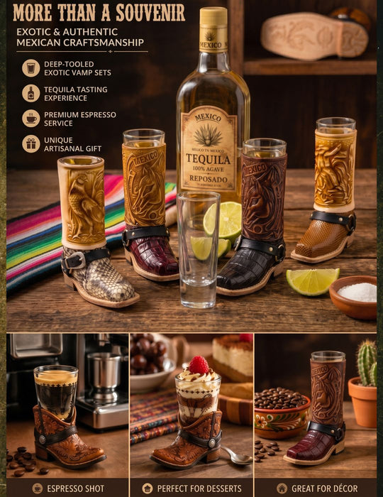 Tooled Leather Boot Shot Glass