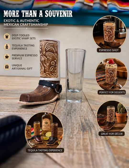 Tooled Leather Boot Shot Glass
