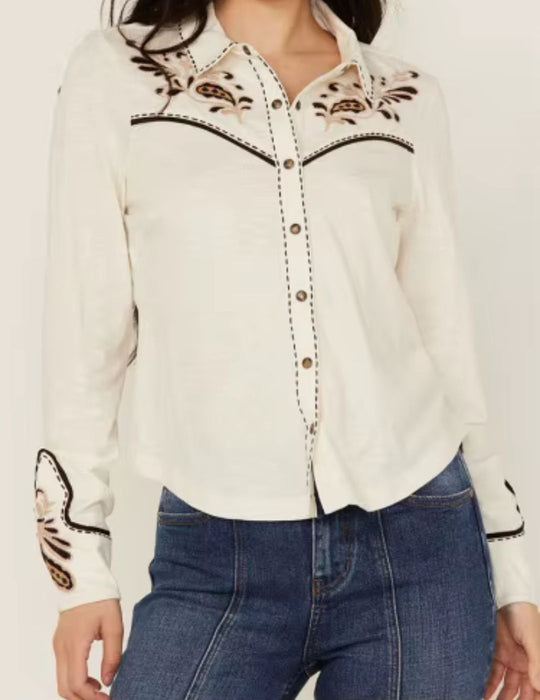 BLACK WOMEN'S WESTERN SHIRT 2, LG