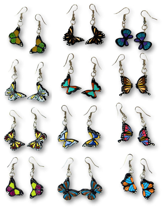 <font color="red">NEW!!</font> 24 Pair Wood Butterfly Earrings, Only $3.25 ea!