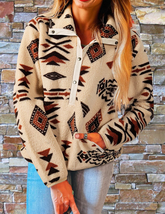 Fleece Buttoned Pullover 1, XL