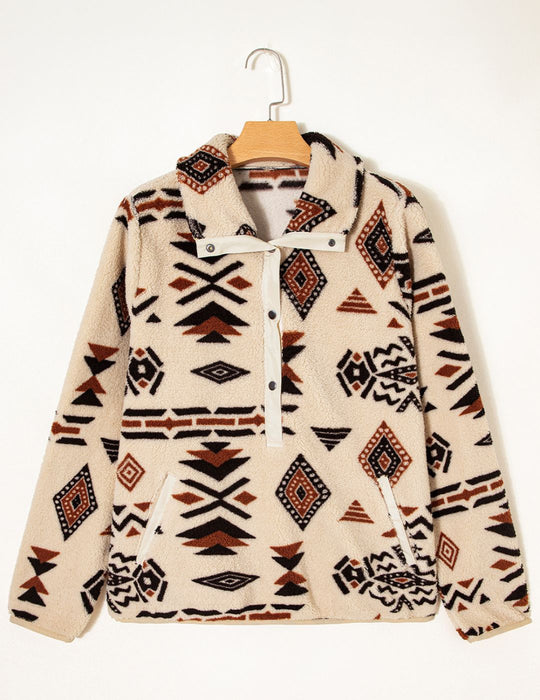 Fleece Buttoned Pullover 1, XL