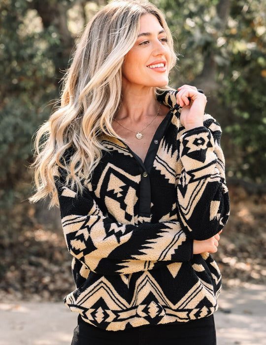 Fleece Buttoned Pullover 2, XL