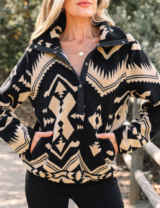 Fleece Buttoned Pullover 2, XL