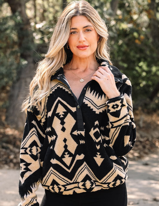 Fleece Buttoned Pullover 2, XL