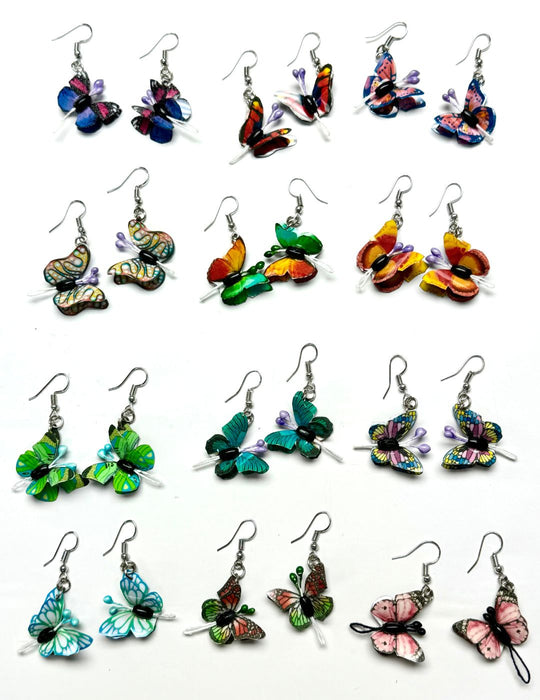 <font color="red">BACK IN STOCK!!</font> 12 Colorful Butterfly Earrings! Only $3.50 ea!