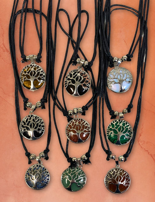 Tree of Life Silver Plated Stone Pendants.