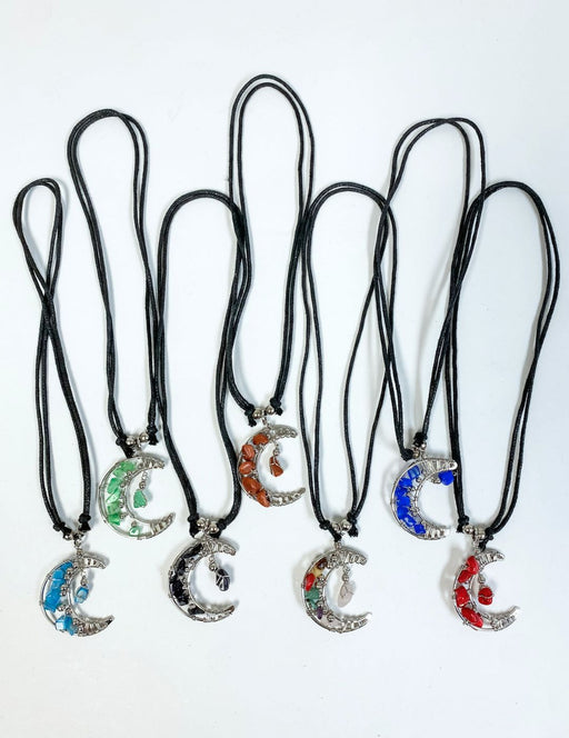 12 Beautiful Assorted Stone Moon Necklaces !  Wholesale  $3.80 ea.!