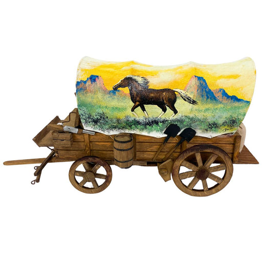 <FONT COLOR="RED">NEW!</FONT> SouthWest Hand Painted  "Running Horses" Covered Wagon.