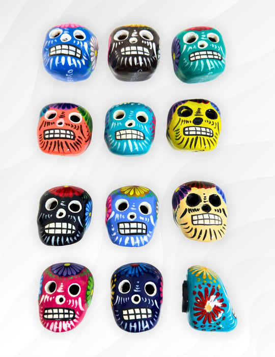 <FONT COLOR="RED">JUST IN!!</FONT> 6 Pack Small Ceramic Day of Dead skull Magnet. Only $4.50.!!