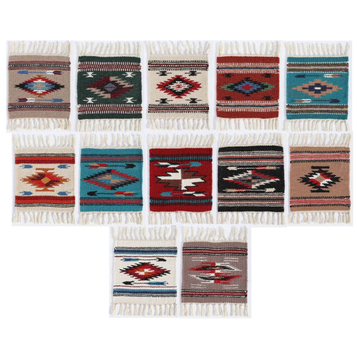 24 PACK Handwoven Wool Chimayo Style Mats-10" x 10", Only $3.10 ea.!