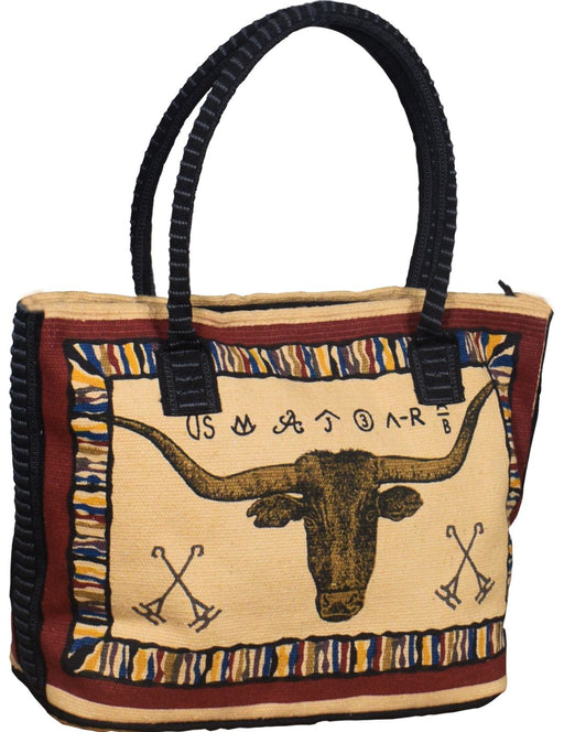 Cotton Stencil Purse- Long Horn