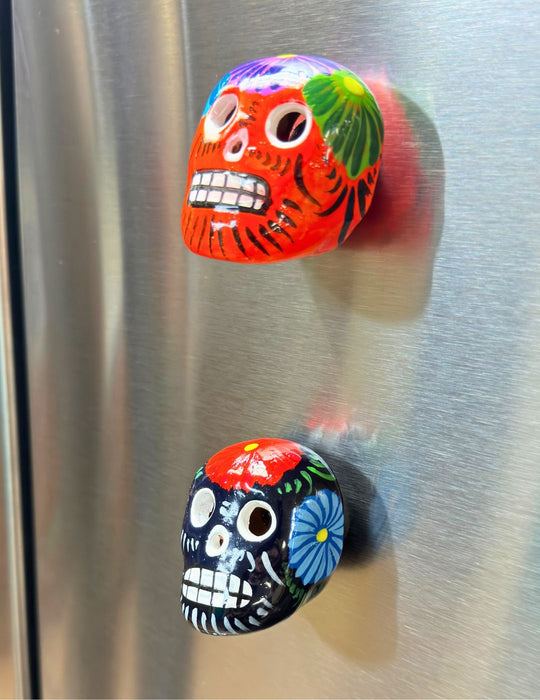 <FONT COLOR="RED">JUST IN!!</FONT> 6 Pack Small Ceramic Day of Dead skull Magnet. Only $4.50.!!