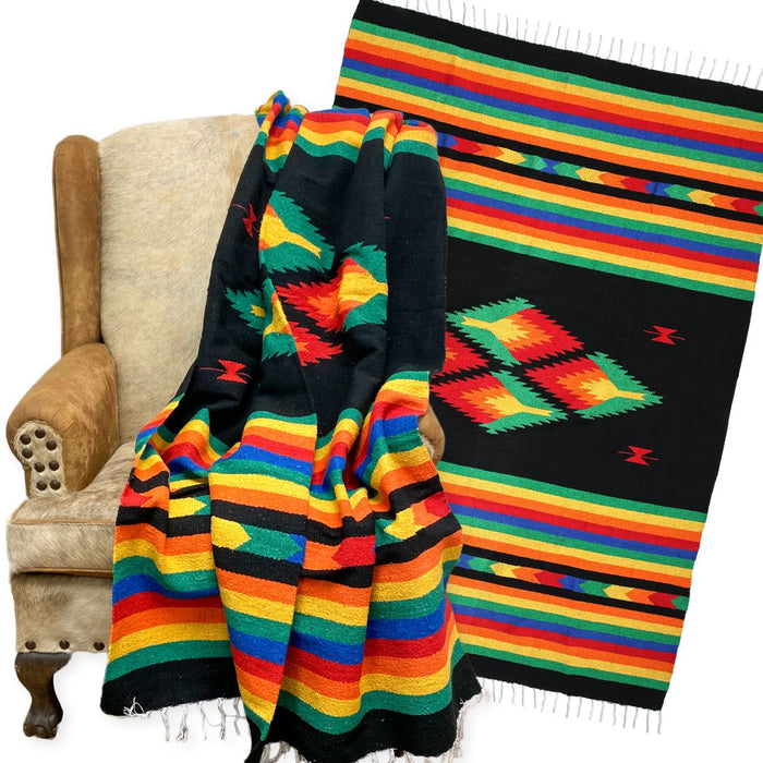<b>4 Pack</b> Handwoven Fiesta Blankets in Black! Only $20.00 ea!