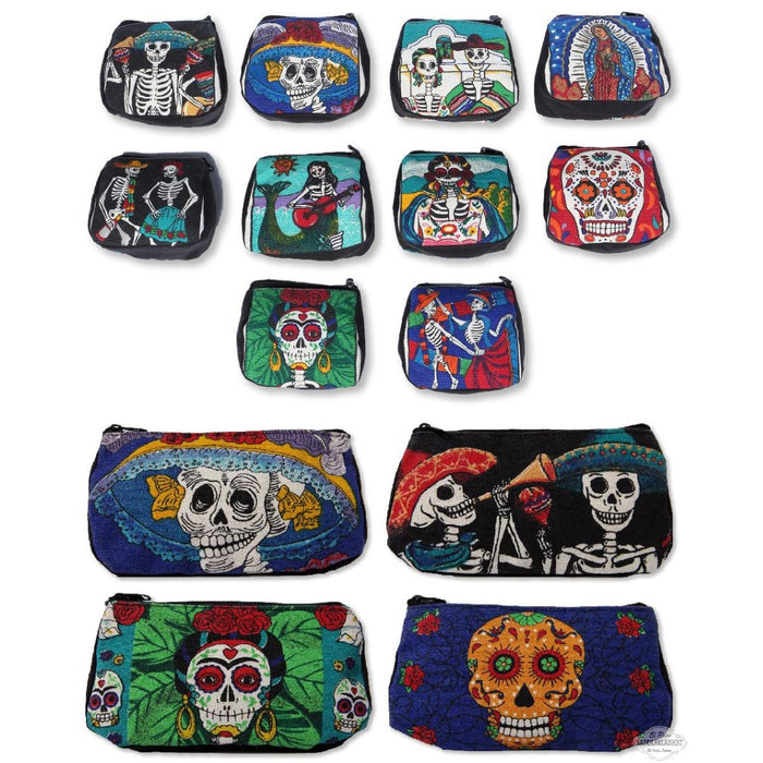 36 PACK Day of the Dead Canvas Coin & Cosmetic Bags! Only $1.89 ea!