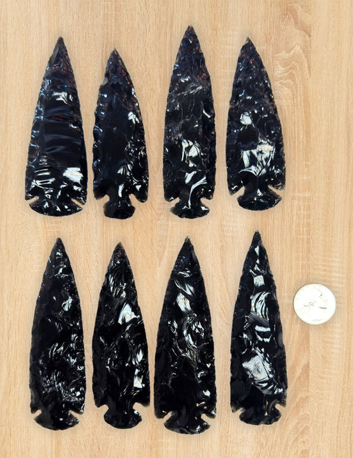 4" Obsidian Arrowheads - 12 Quantity