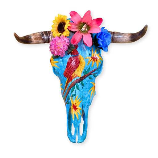 *LIMITED EDITION* Hand-painted Garden-theme Cow Skull! Only $68 ea!