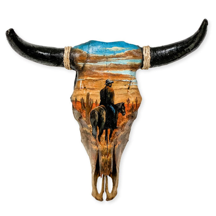 Southwest-Style Cow Skull, Lone Cowboy
