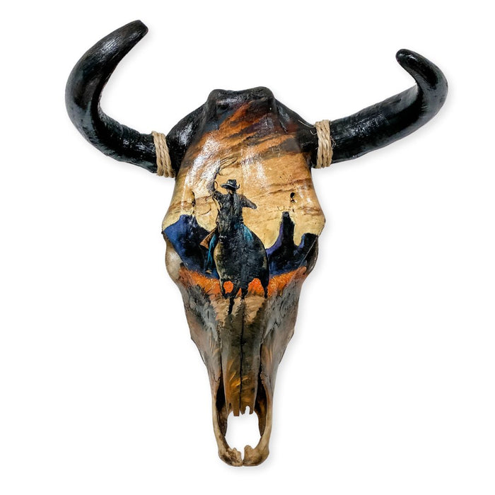 Southwest-Style Cow Skull, Cowboy Lasso