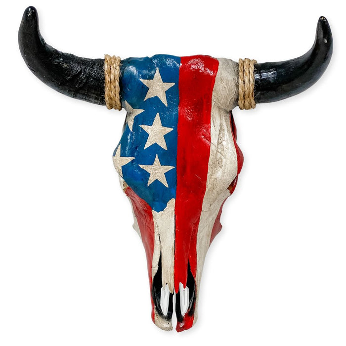 Southwest-Style Cow Skull, American Flag