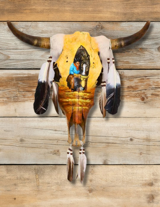 Southwest-Style Cow Skull, Thirsty Horse