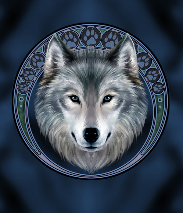 Plush Pictorial Queen-Size Blanket - Lunar Wolf