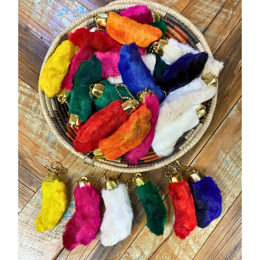 Colored Rabbit Foot Keychains