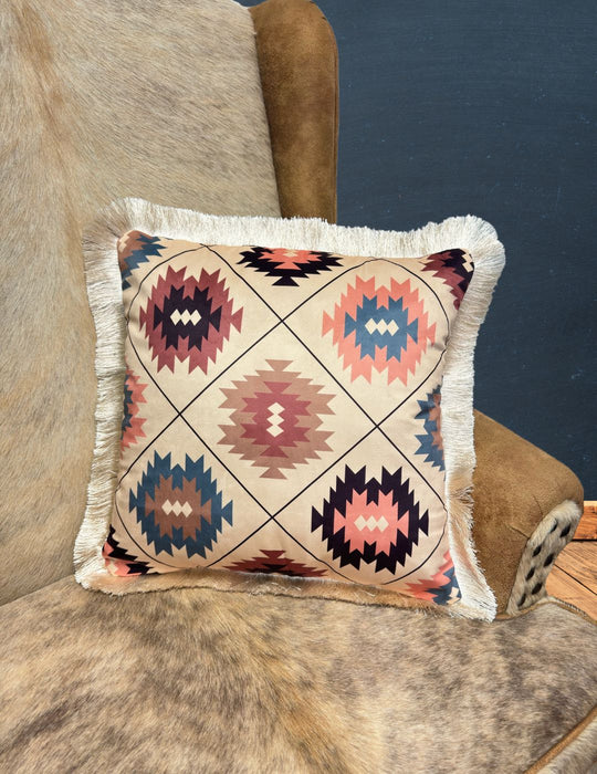 Velveteen Fringed Pillow Cover, Design #1