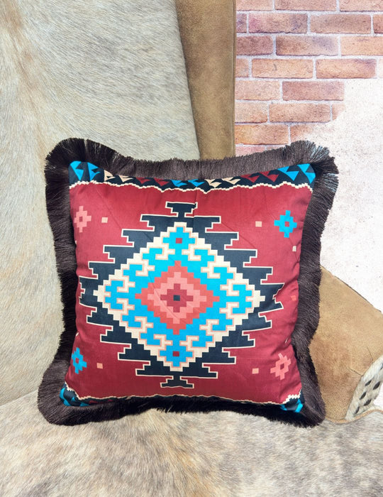 Velveteen Fringed Pillow Cover, Design #3