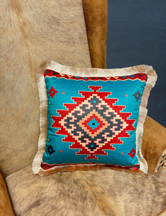 Velveteen Fringed Pillow Cover, Design #4