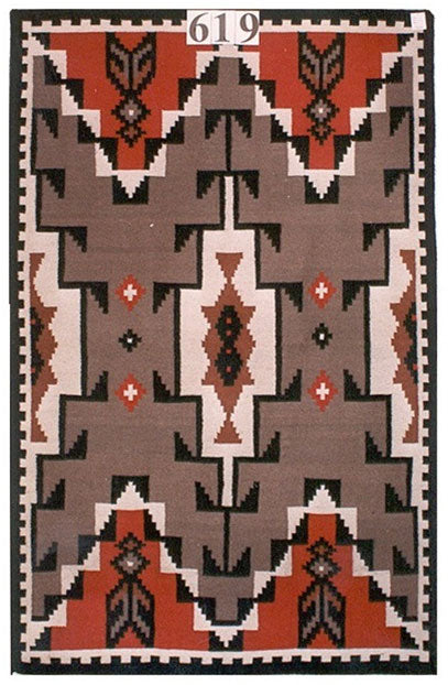 4' x 6' Handwoven Wool Trading Post Rug #619